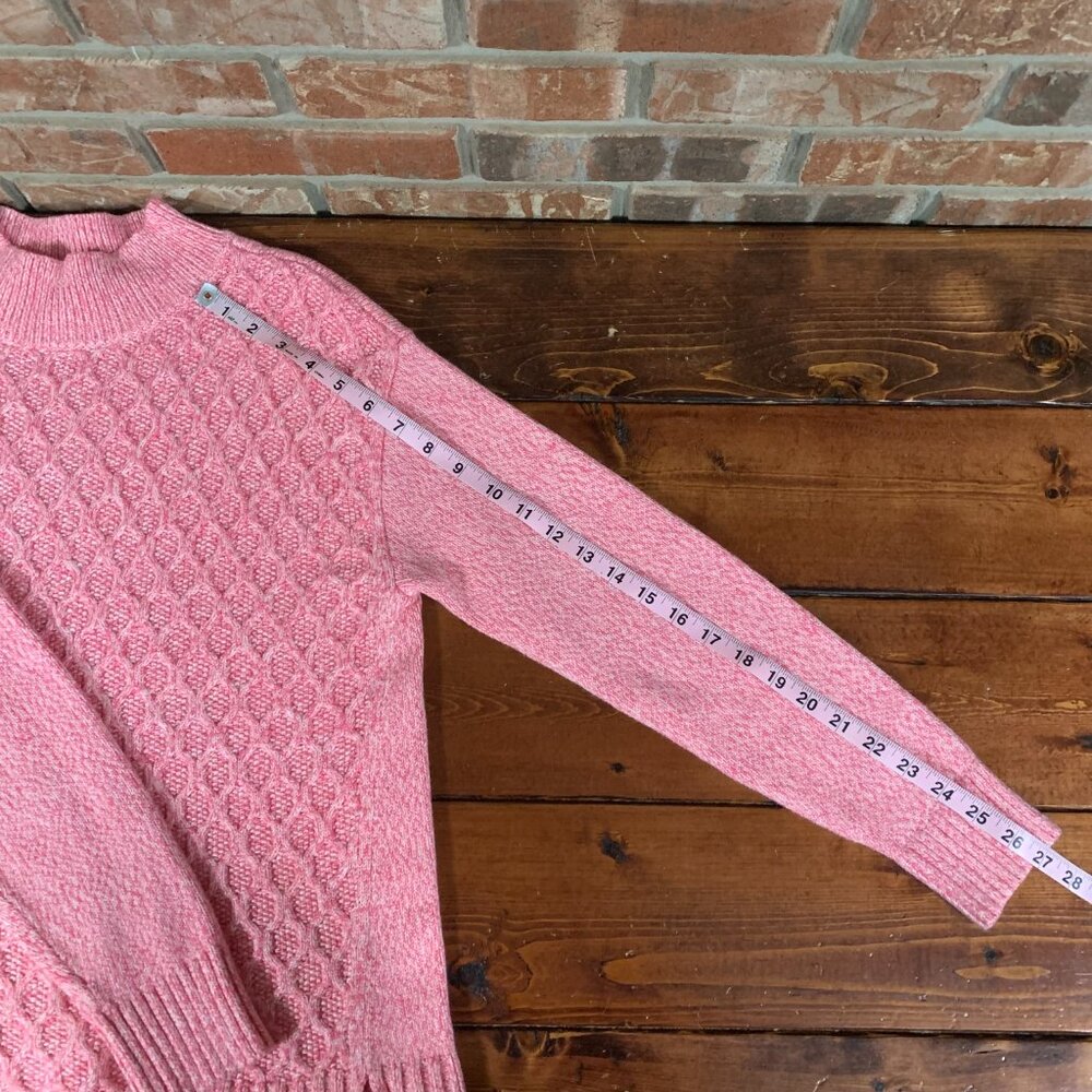 Talbots Honeycomb Cable Knit Women's Medium Pink Mock Neck Pullover Sweater EUC - Picture 13 of 15